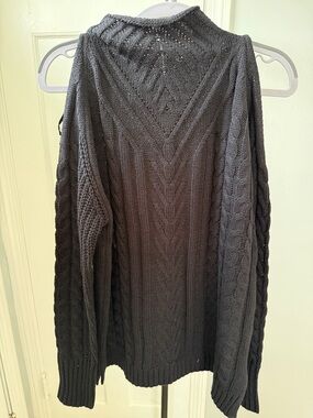 Classic Black Cable Knit Turtleneck Sweater